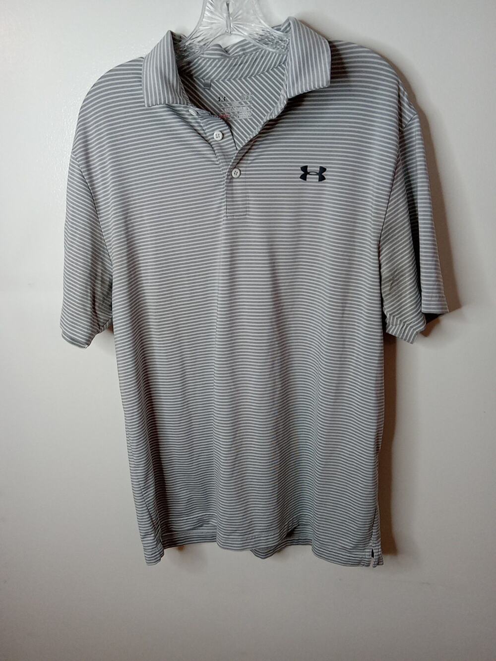 Under Armour Mens Large Loose Fit HeatGear Polo Shirt Performance Golf Striped